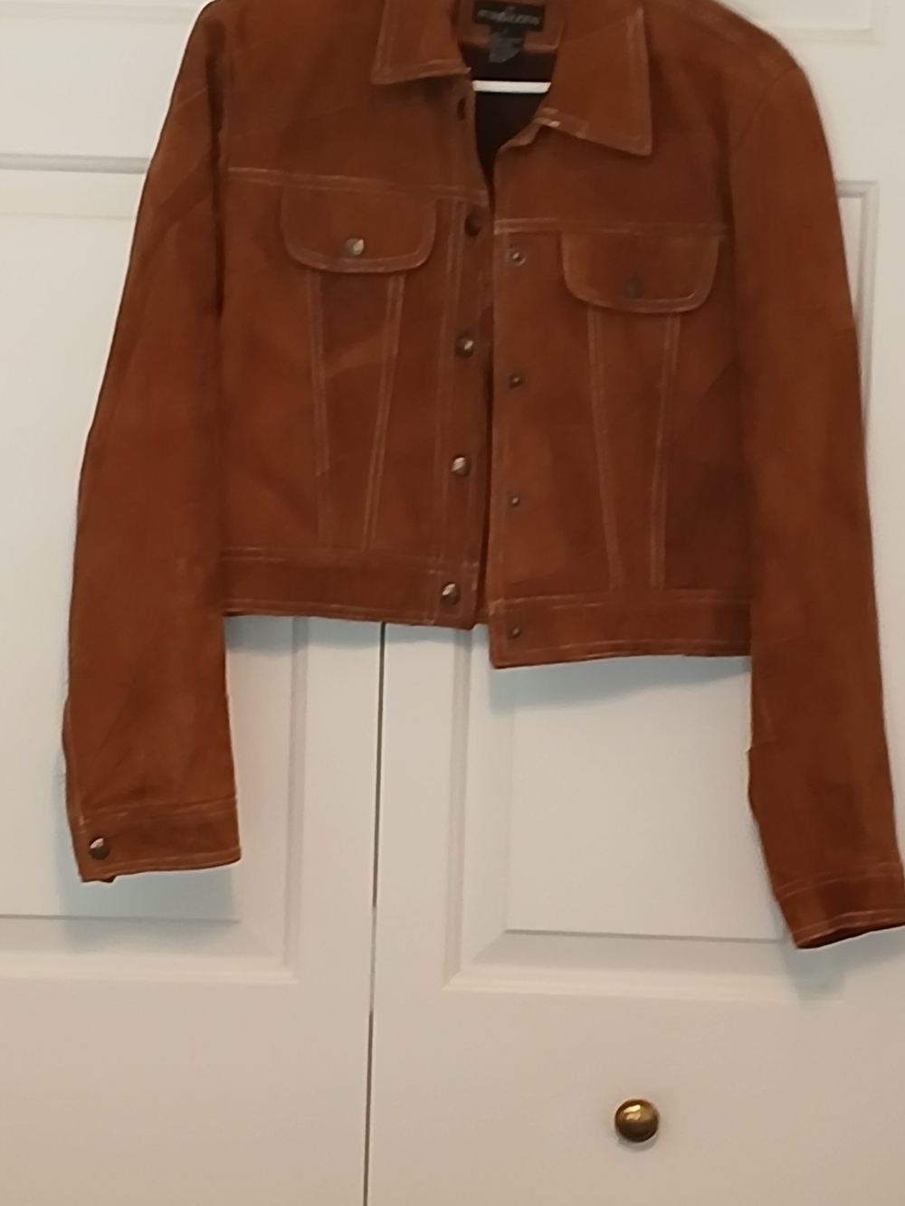 Women's Suede Cropped Jacket - Brown